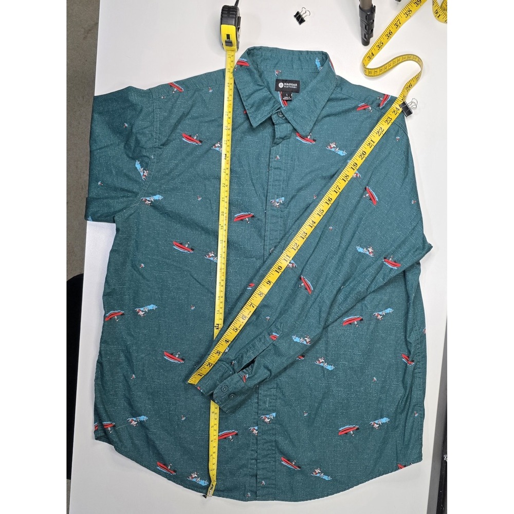 Haggar Mens Large Button Up Shirt Santa Water Skiing Holiday Novelty L Christmas - Picture 3 of 9
